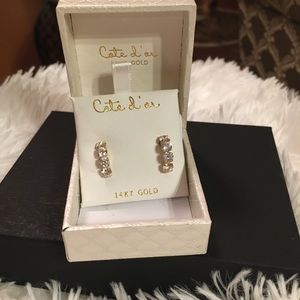 14K solid gold, COTE ‘D OR, with CZ stud earring